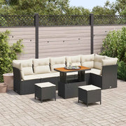 Set Divano da Giardino con cuscino 9 pcs Nero e crema 3363455