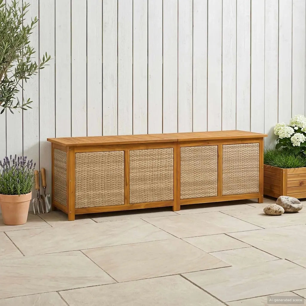 Scatola di Stoccaggio per Giardino 185 L 200 x 50 x 56 cm Beige 42002722