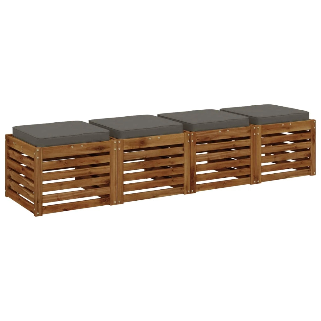 Cuscini per Sedia in 4 Pezzi VUGHT 4 pcs 100% Poliestere Grigio 946219