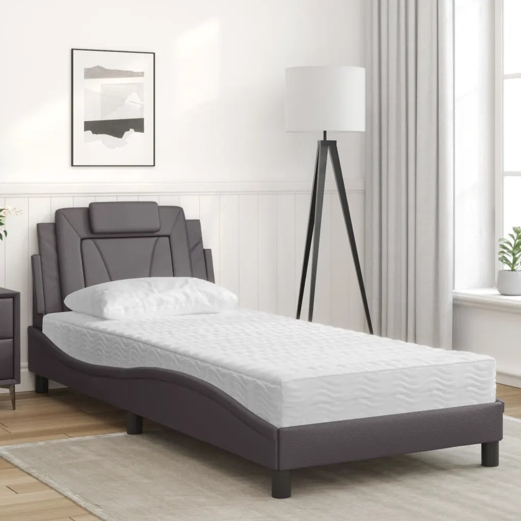 Letto Viana con Materasso Grgio 80x200 cm in Similpelle 3208757