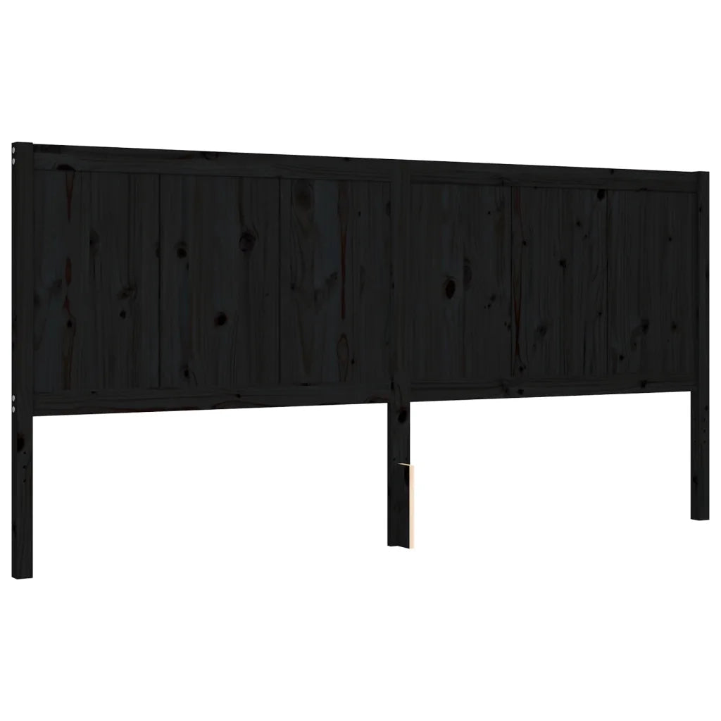 Giroletto con Testiera Nero 200x200 cm in Legno Massello 3192645