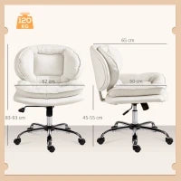 Sedia da Ufficio con Sedile Largo, Ruote, Altezza Regolabile e Funzione Basculante, Grigio