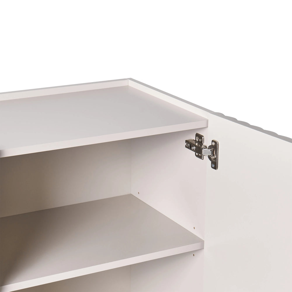 Credenza a 3 ante MDF beige chiaro con gambe in metallo Design moderno Camera da letto Soggiorno