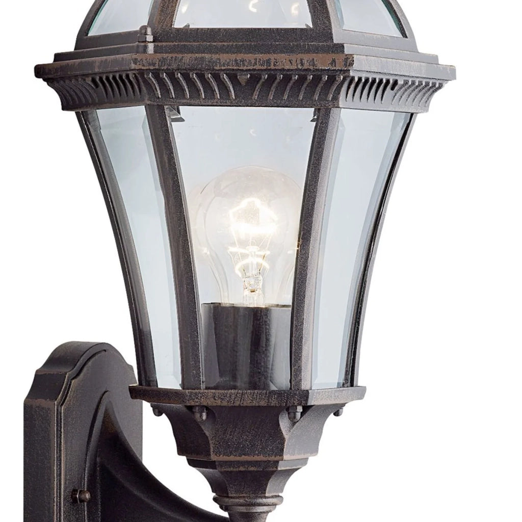 Applique Da Esterno Vintage Lato Alto Capri Alluminio Marrone Vetro 1 Luce E27