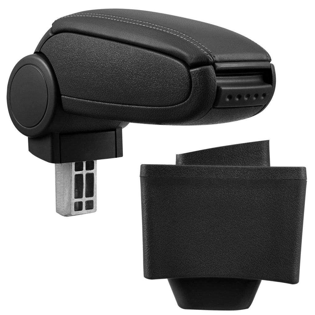 Bracciolo centrale per AUDI A3 8L con scomparto imbottito in similpelle nera con cuciture nere 03_0000363
