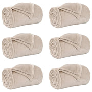 Coperte da Pile 6 pz Beige 130 x 150 cm Panno