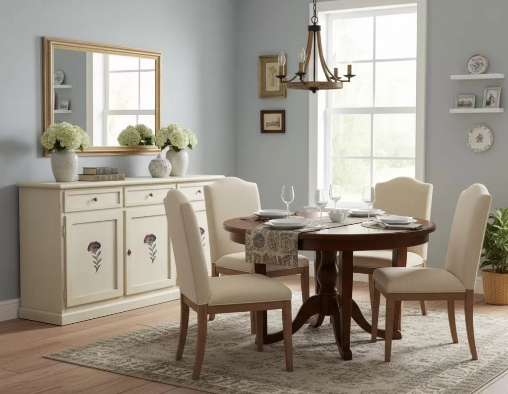 Madia credenza 3 porte avorio anticato legno shabby decorata 156x42x85 - Mobili 2G