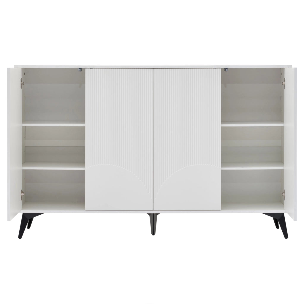 Sideboard Credenza ¨C Xylo ¨C Bianco, 4 Ante, Gambe in Metallo, 160 cm