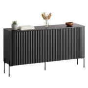 Credenza Susegana, Madia da salotto con tre ante battenti, Rialzata da terra, 150x40 h80 cm, Nero