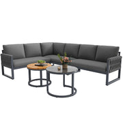 Salotto da giardino modulare; combinabile liberamente; Olefin grigio