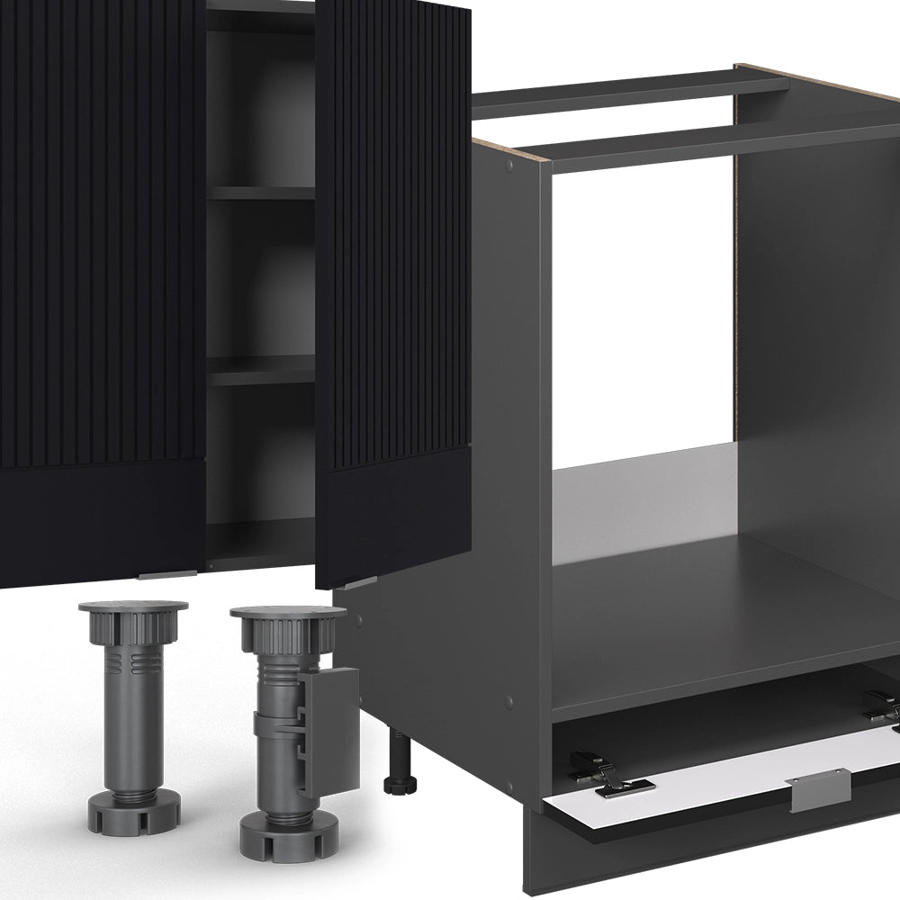 Cucina componibile Fame-Line Nero rigato/Antracite 300 cm, PL Marmo Vicco