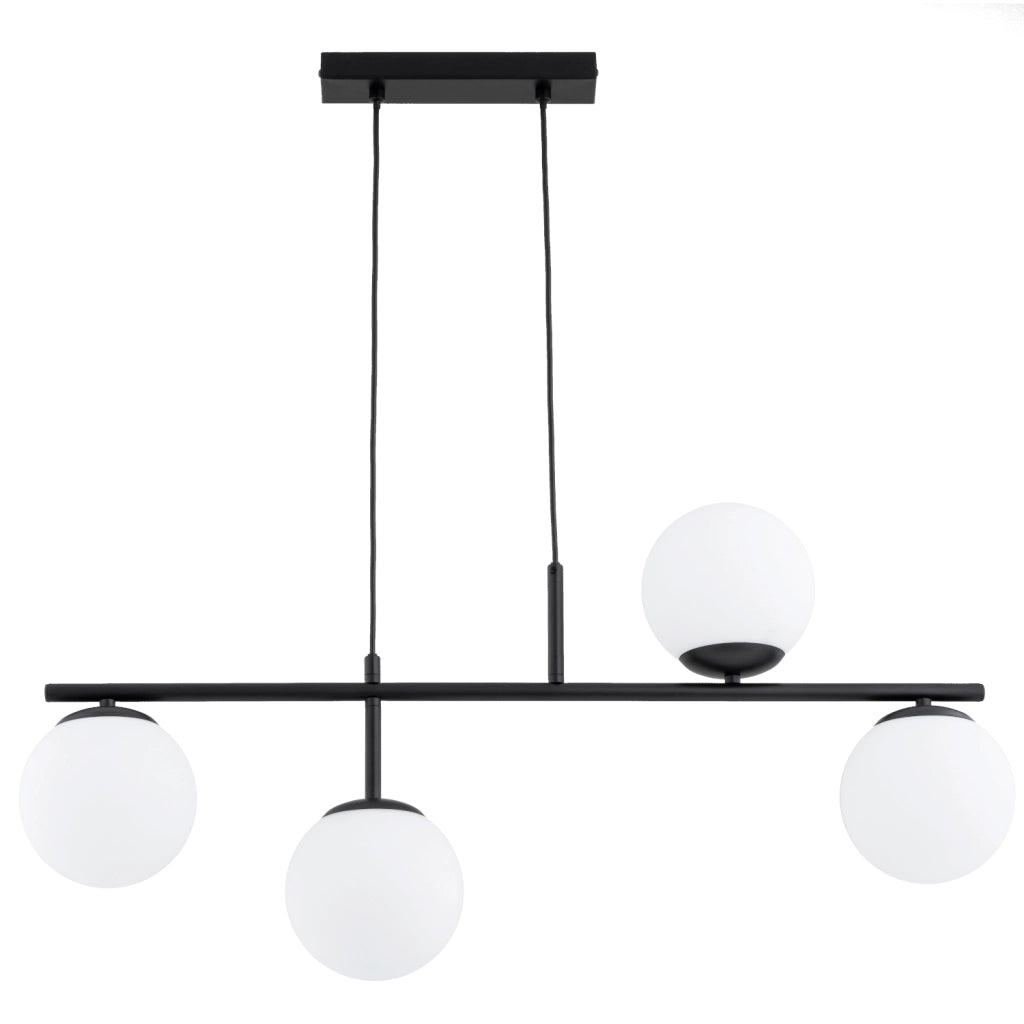 Lampada a sospensione LUNA nera, 4xE14 sfere bianche