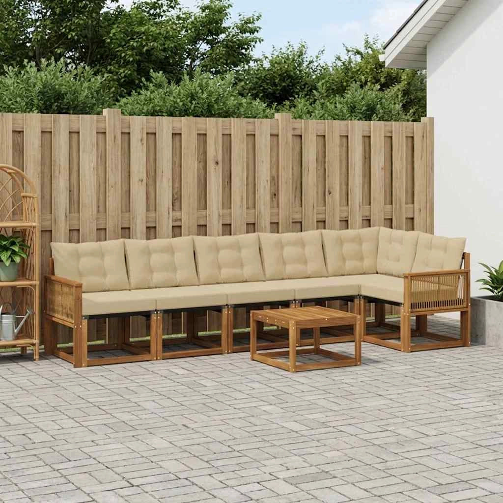 Set di divani da esterno 7 pz Naturale e Beige 3382005