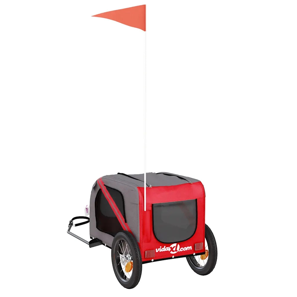 Rimorchio da Bici per Animali Rosso e Grigio Oxford e Ferro CFW2140401