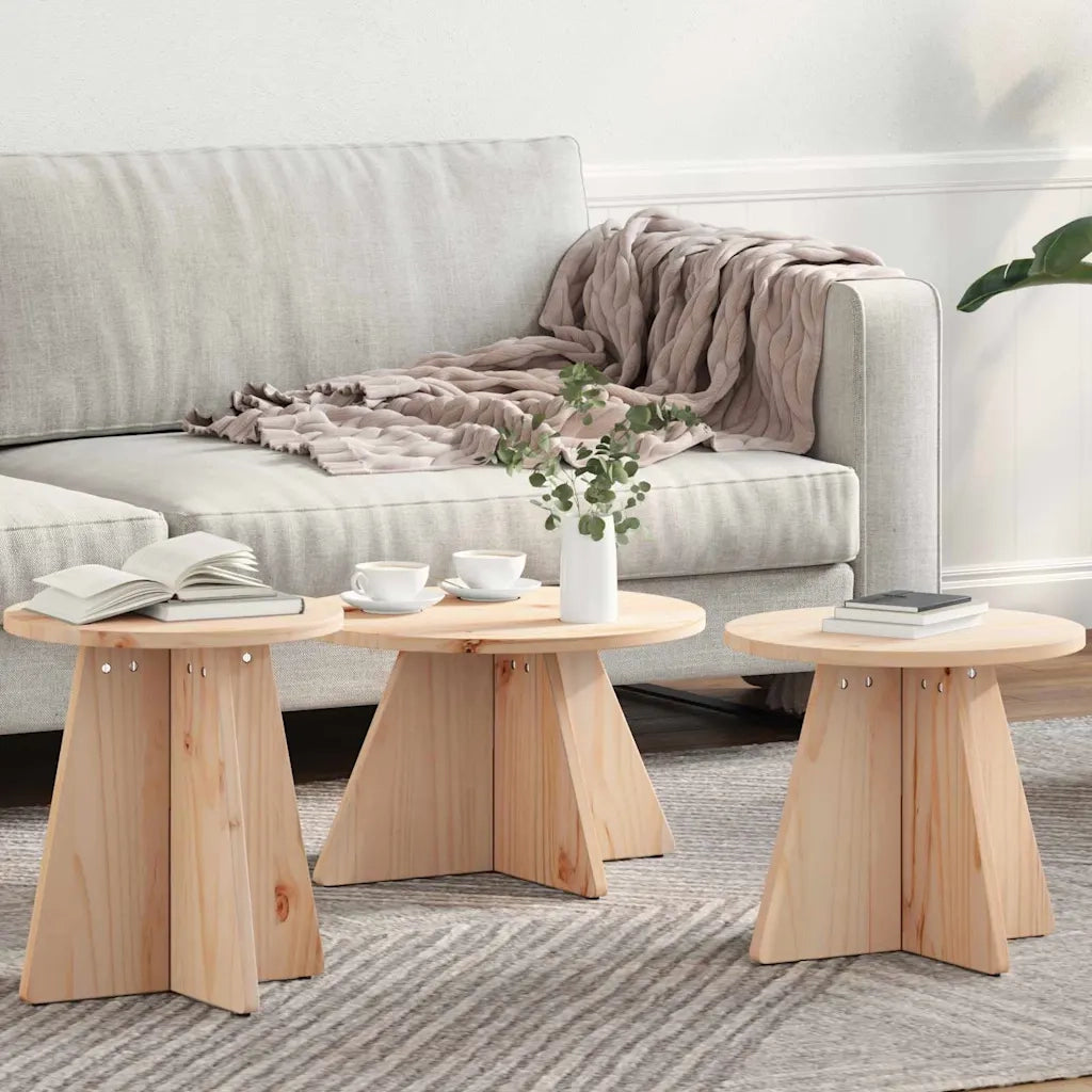 vidaXL Tavolino da salotto 3 pcs Naturale 49 x 49 x 30 cm