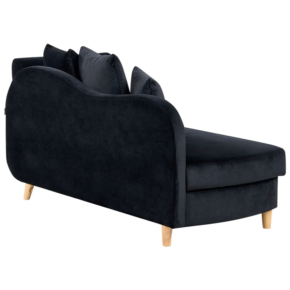 Chaise Longue in velluto nero lato destro con contenitore stile moderno soggiorno