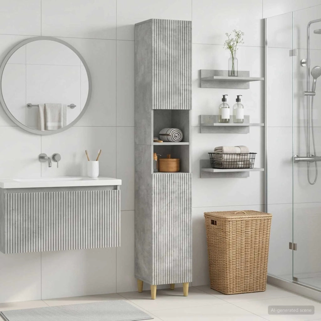 Armadio da Bagno con Ripiano Aperto ARNHEM Grigio Cemento 896598