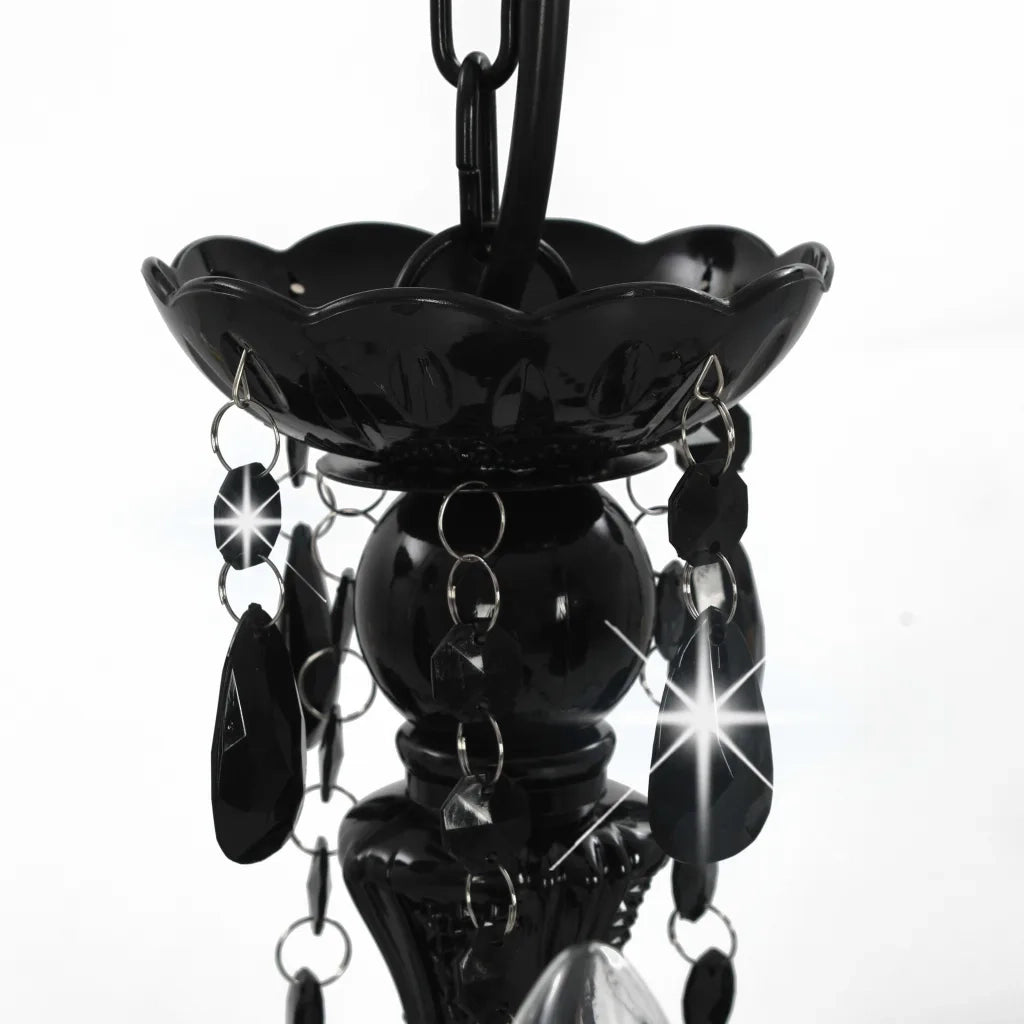 Lampadario con Perline Nero Tondo 3 E14 cod mxl 72757