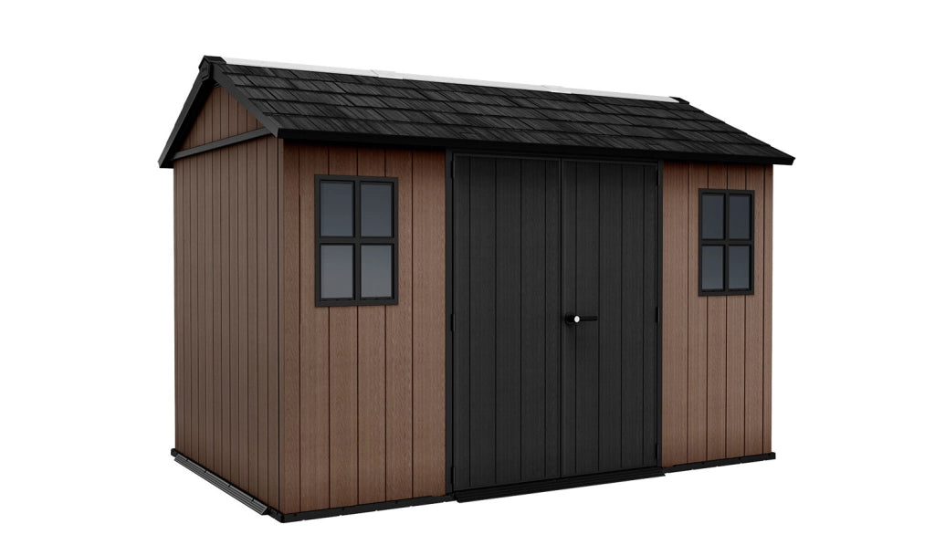 Casetta Box da Giardino 230x350x246 cm Newton Plus 7511/1175 Doppia Opzione Montaggio in Resina Evotech+ Marrone