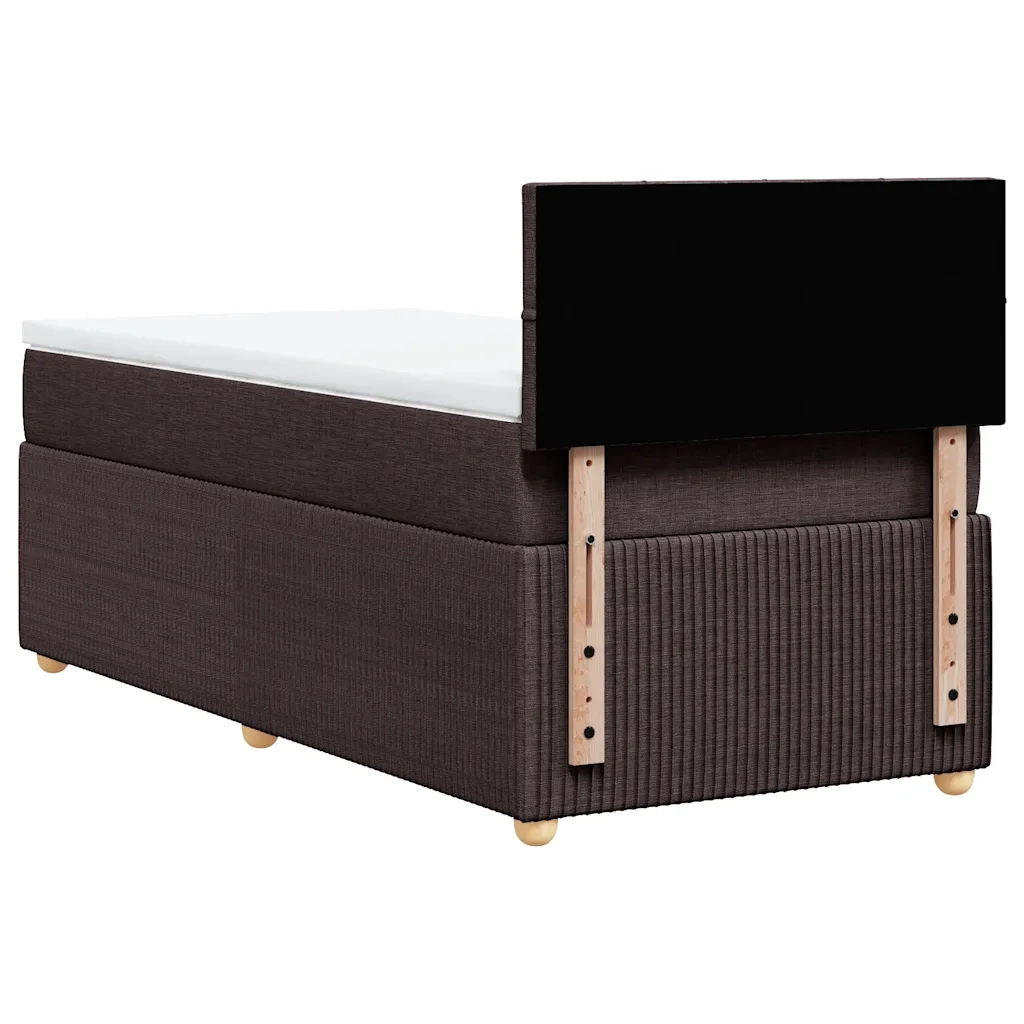 Giroletto a Molle con Materasso Marrone Scuro 90x200 cm Tessuto