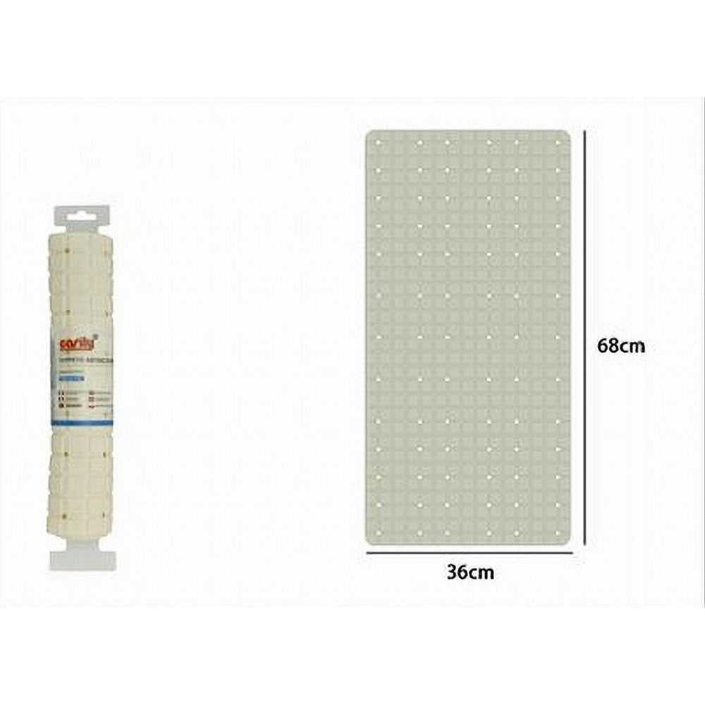 Trade Shop - Tappeto Tappetino In Pvc Antiscivolo Vasca Da Bagno Doccia 68 X 36cm 79753 Beige -