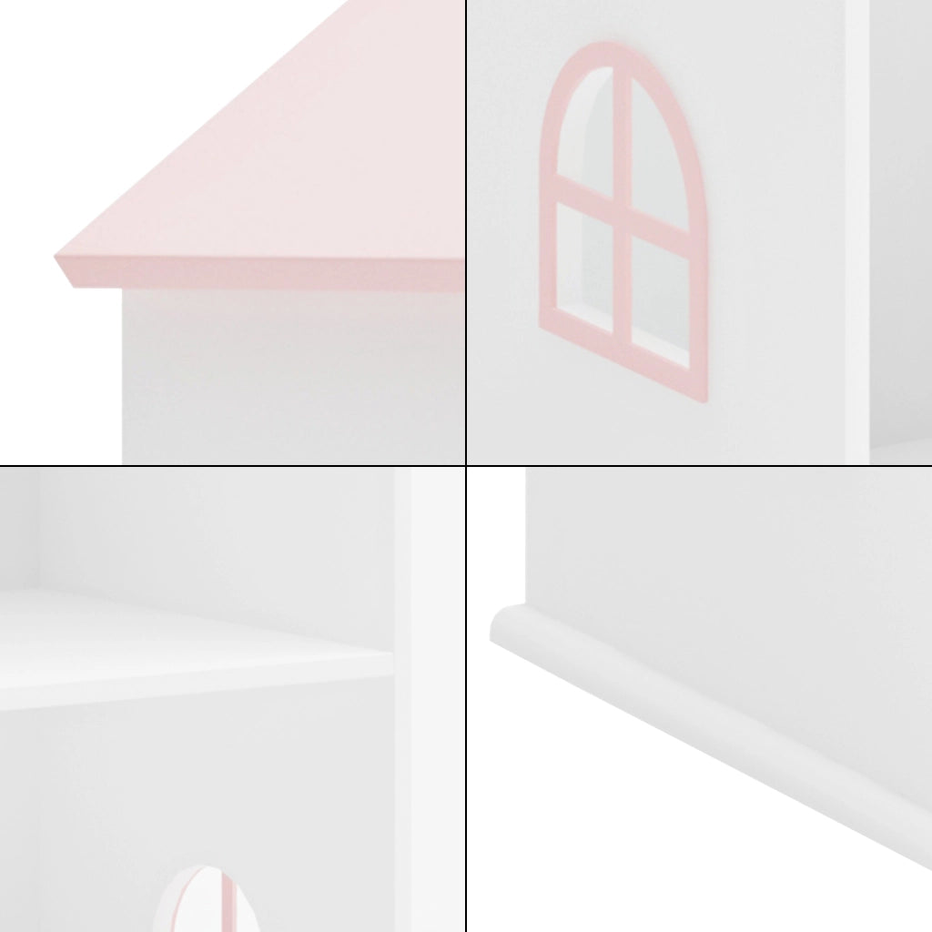Libreria Vipsali a Forma di Casa per Cameretta 140 x 40 x 35 cm - Bianco / Rosa [en.casa]