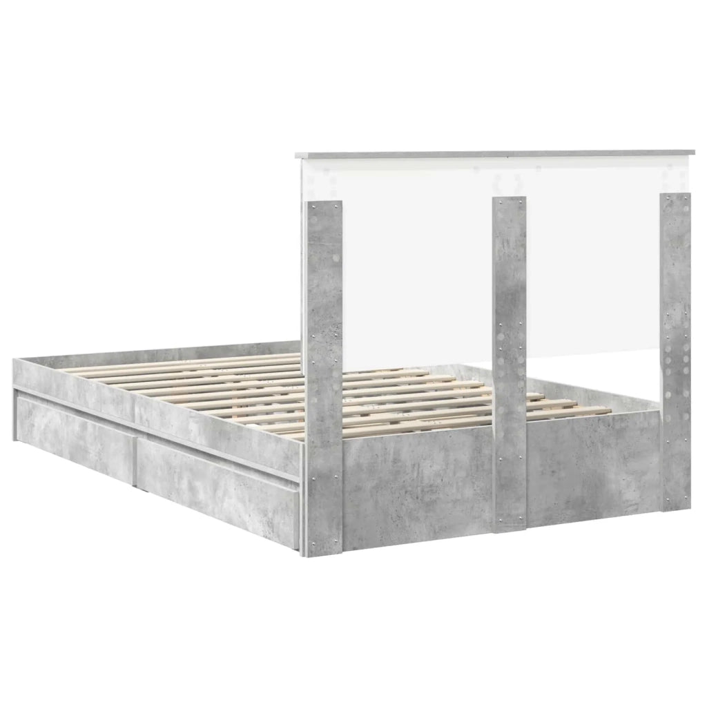 Letto con Contenitore con testiera Grigio cemento 135 x 190 cm 3409562