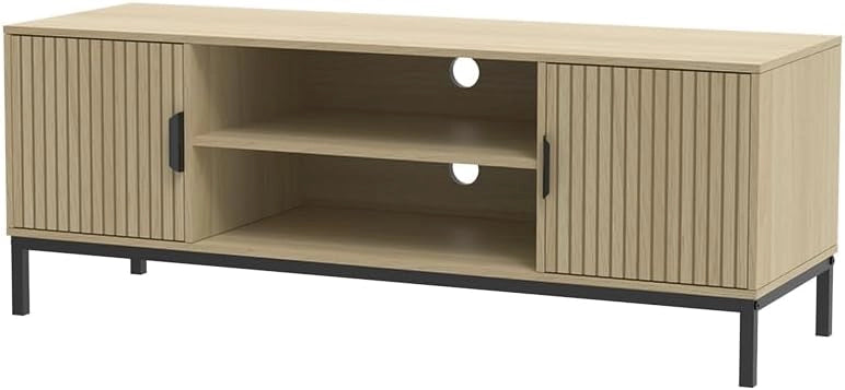 Lowboard Lennox, Rovere, 120 x 45 cm, adatto per riporre riviste e telecomandi