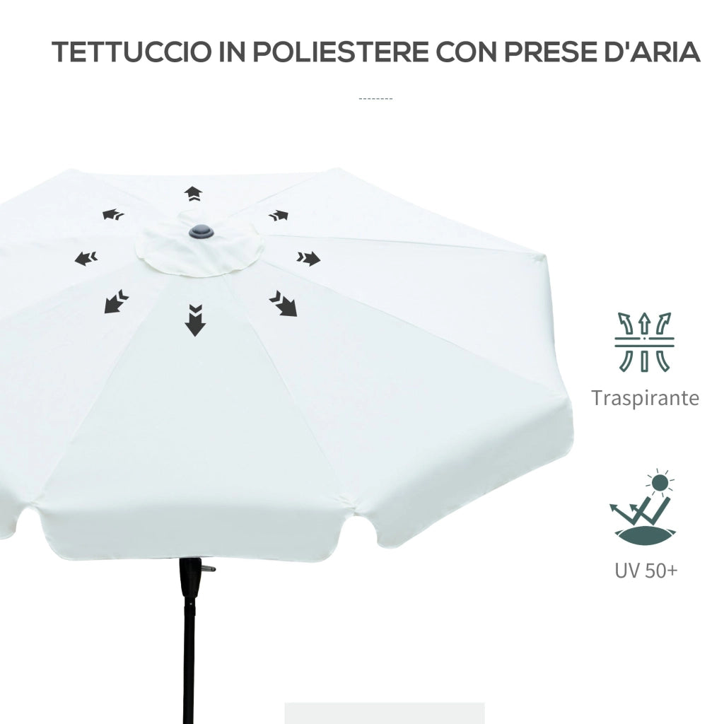 Ombrellone da Giardino Ø2,6x2,5 m Palo Ø38 mm in Alluminio e Poliestere Beige