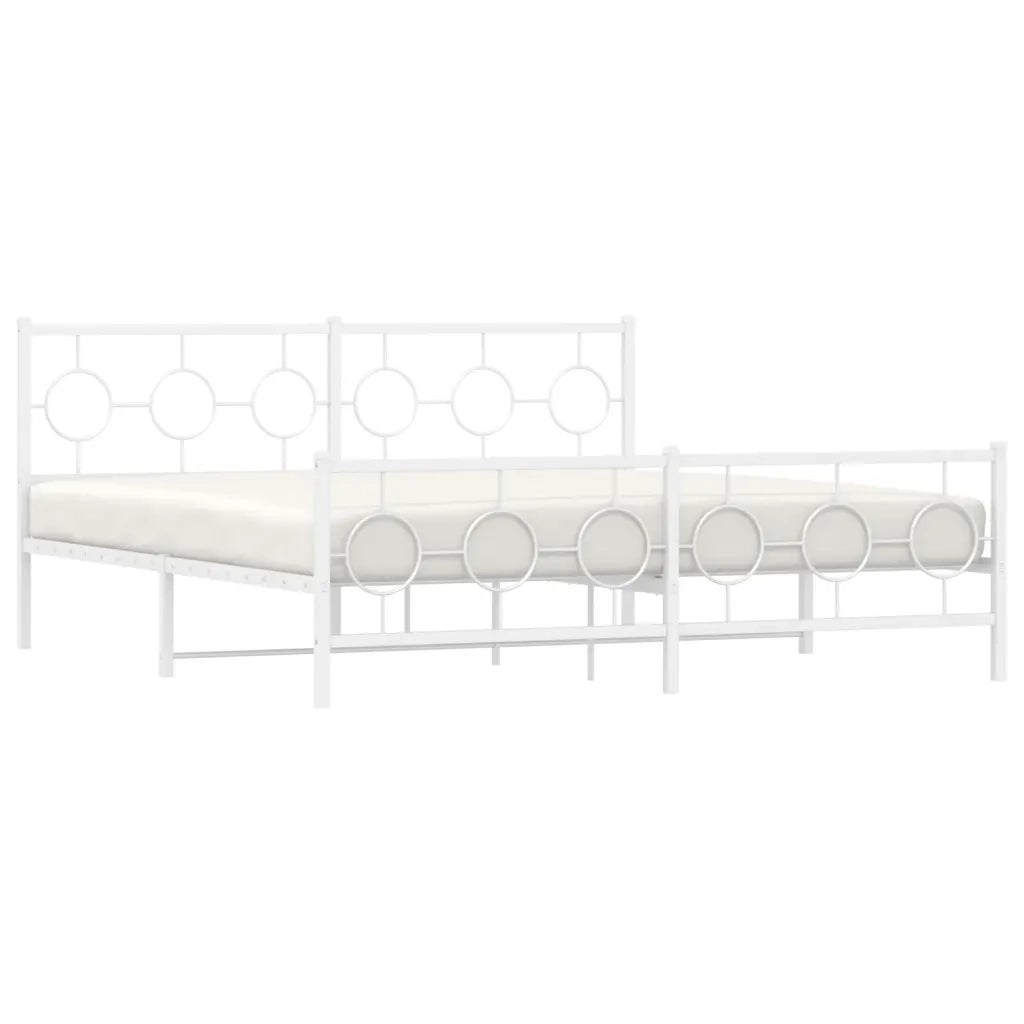 Giroletto con Testiera e Pediera Metallo Bianco 183x213 cm