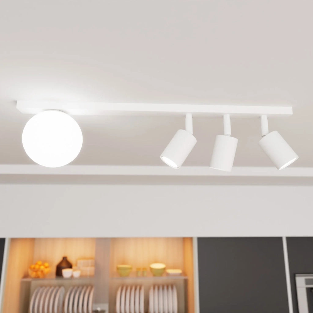 Plafoniera Minimal 4 Luci Sobek In Acciaio Bianco E14+Gu10