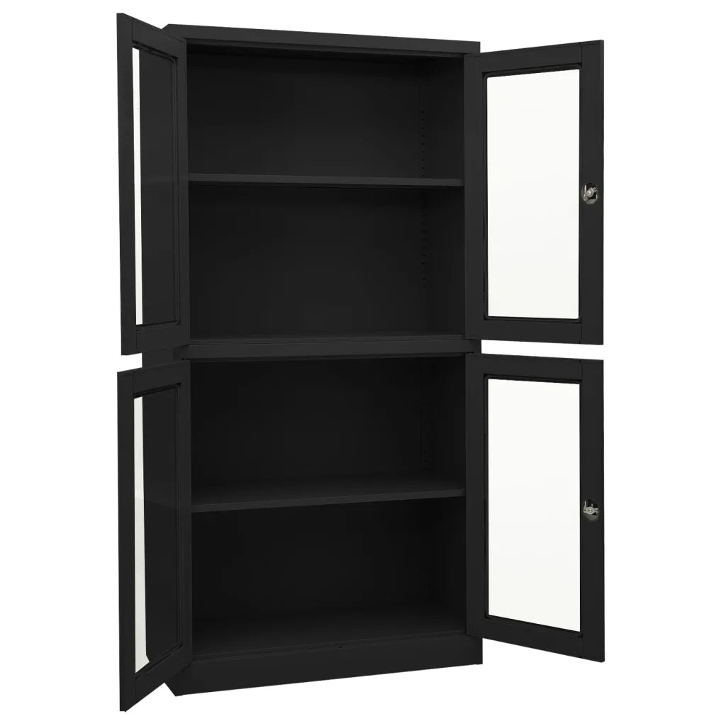 Armadio per Ufficio Antracite 90x40x180 cm in Acciaio e Vetro 335941