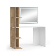 Vicco Tavolo da toeletta Bianco/Sonoma 122.2 cm con specchio a LED
