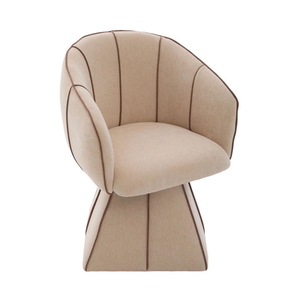 Poltrona girevole in chenille color cammello