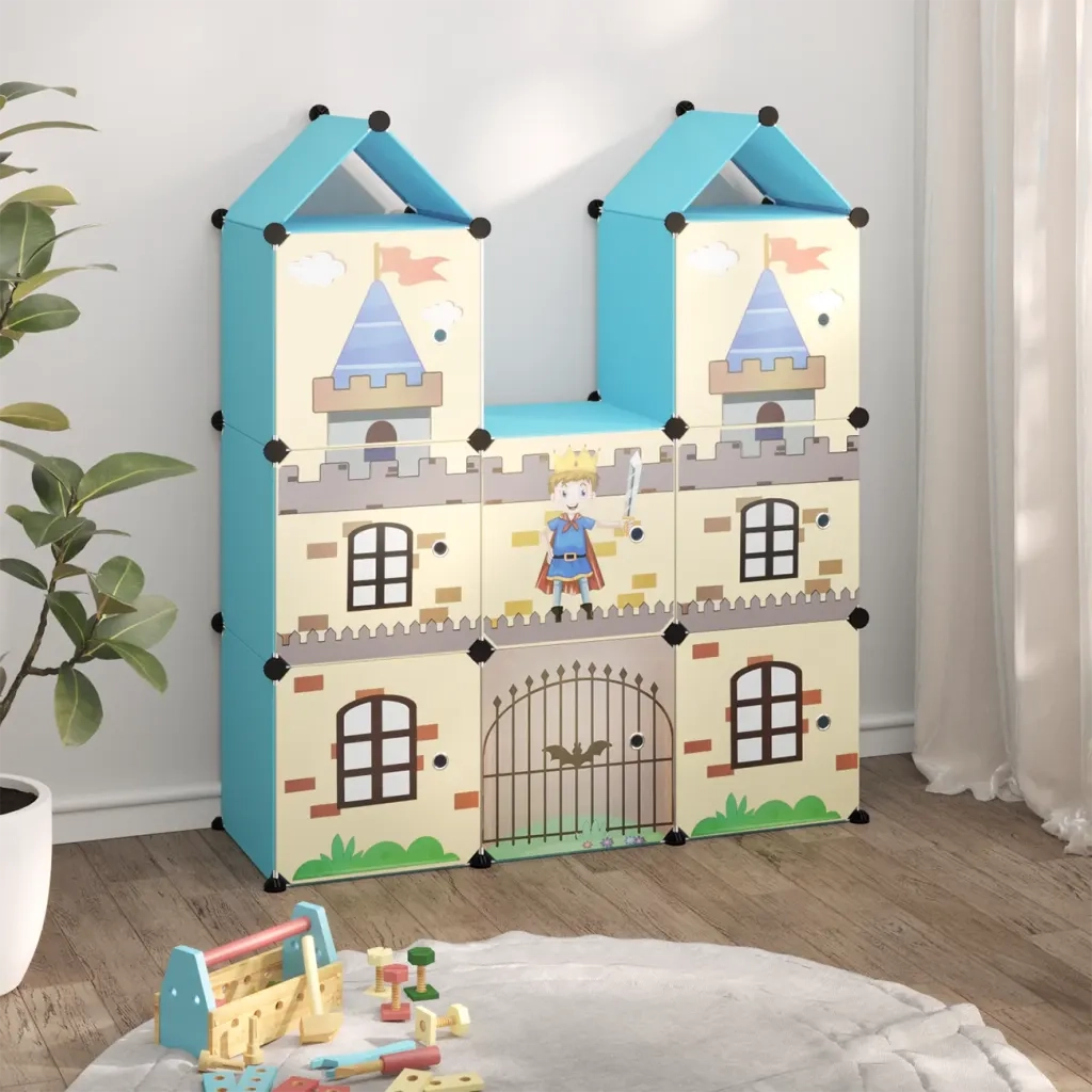 Scaffale Portaoggetti per Bambini con 8 Cubi Blu in PP CFW2584249