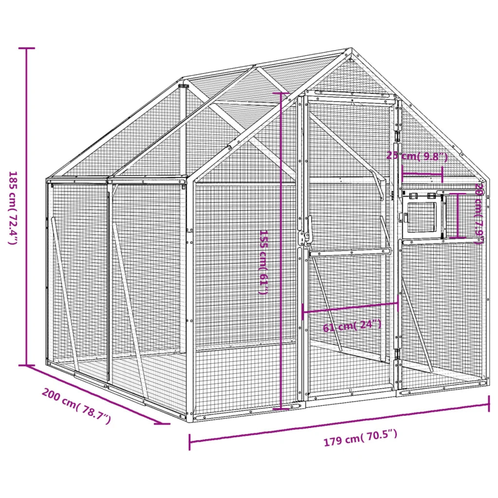 Voliera a gabbia 1,79 x 2 x 1,85 m alluminio antracite 02_0045632
