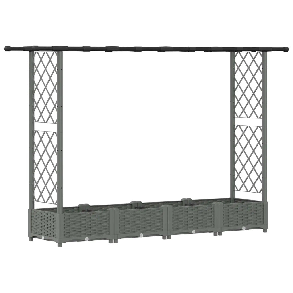 Letto Rialzato con Griglia e Tetto Grigio Chiaro PP 42032589