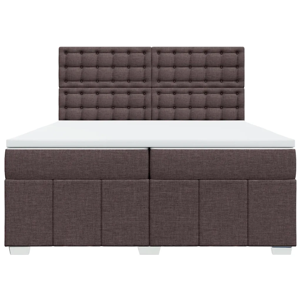 Giroletto a Molle con Materasso Marrone Scuro 200x200cm Tessuto