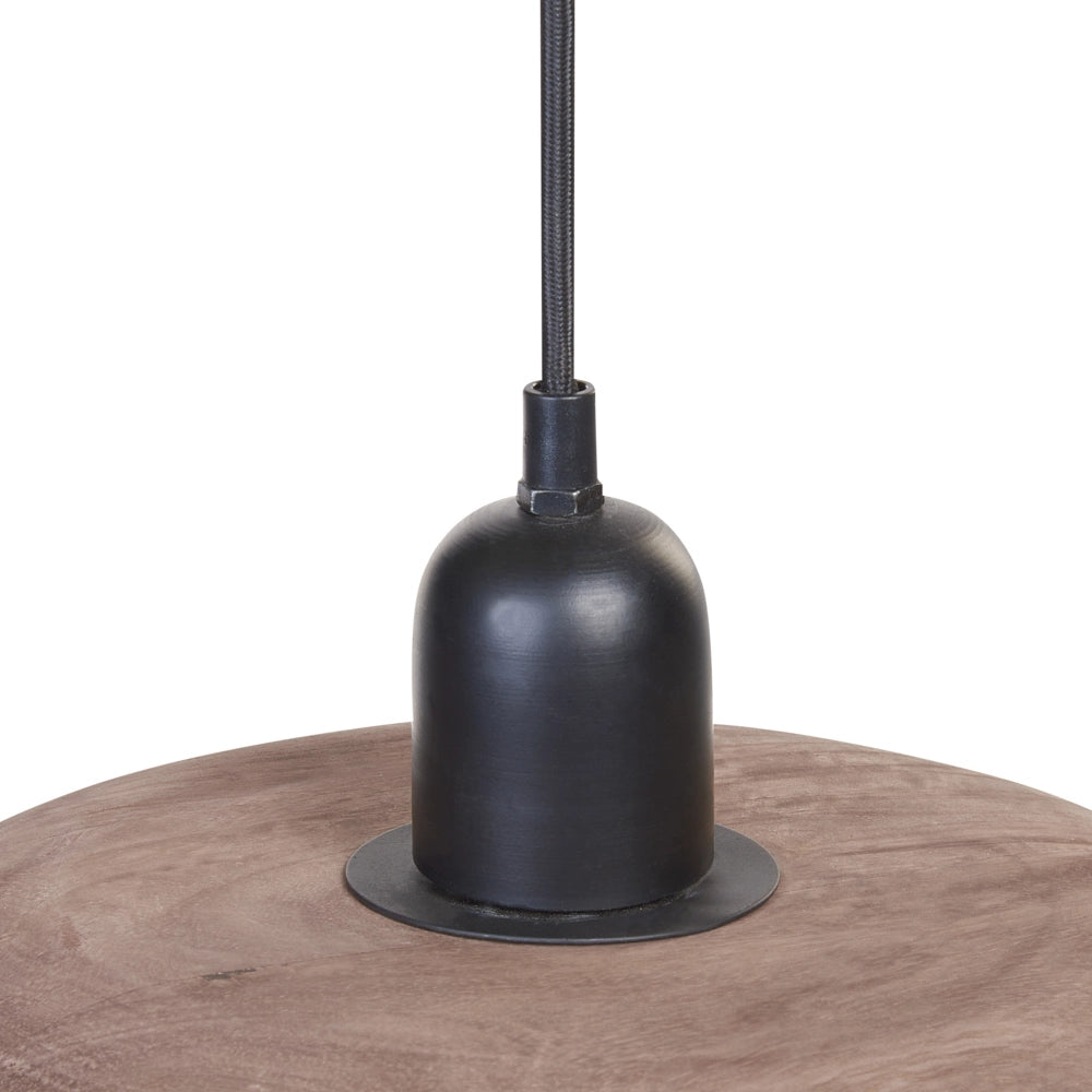 Lampada a sospensione in legno di mango scuro con paralume in legno naturale Plafoniera in stile boho Accessori per la casa fatti a mano