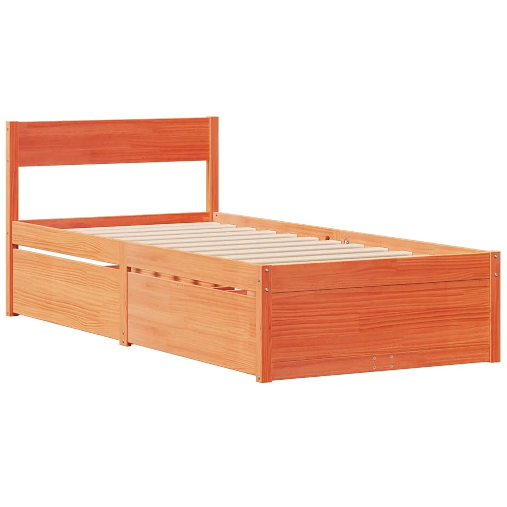 Letto senza Materasso Marrone Cera 100x200 cm in Legno di Pino 846791
