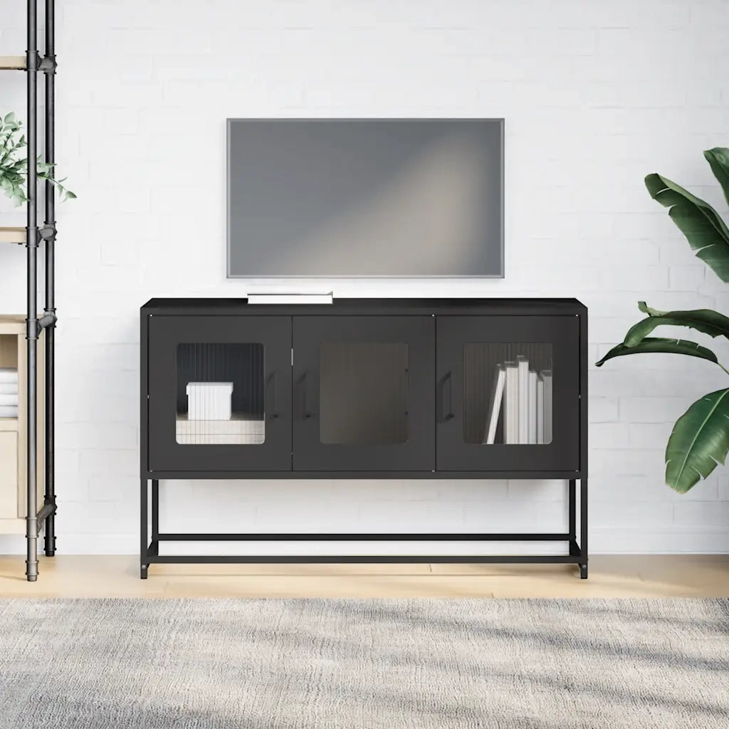Mobile TV Nero 100,5x39x60,5 cm in Acciaio Laminato a Freddo 853338
