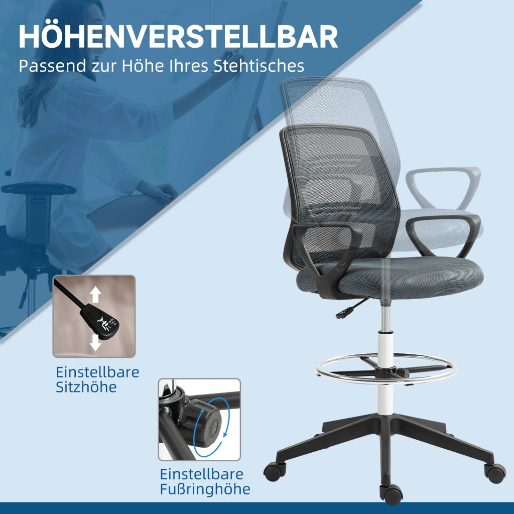 Sedia da ufficio ergonomica con braccioli e poggiapiedi regolabile ¨C zephmum ¨C Grigio