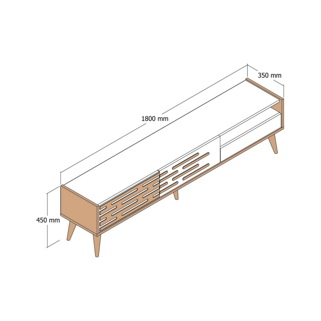 Mobile porta TV Upana, Credenza da soggiorno, Armadio basso per TV, Base parete attrezzata, 180x45h35 cm, Antracite e Noce