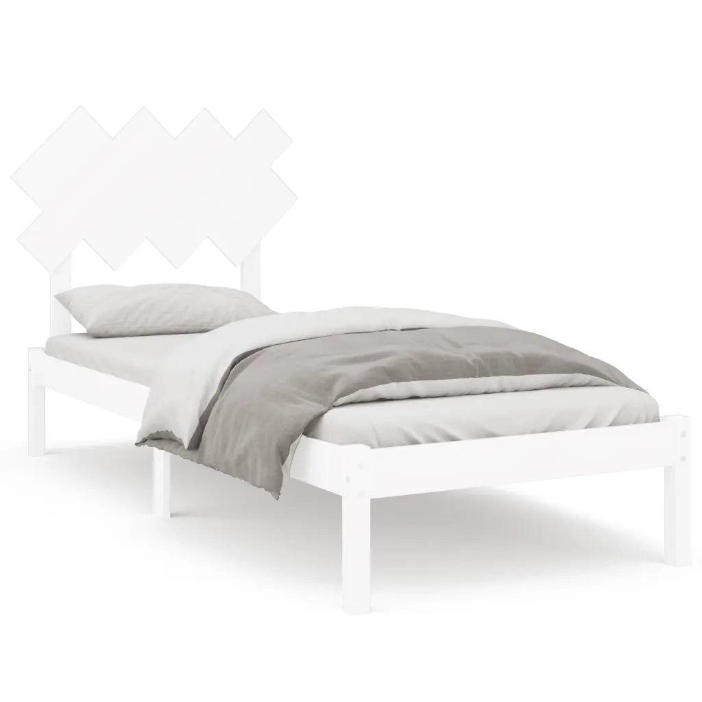 Giroletto-Struttura Letto Bianco 90x190 cm Single in Legno Massello 790511
