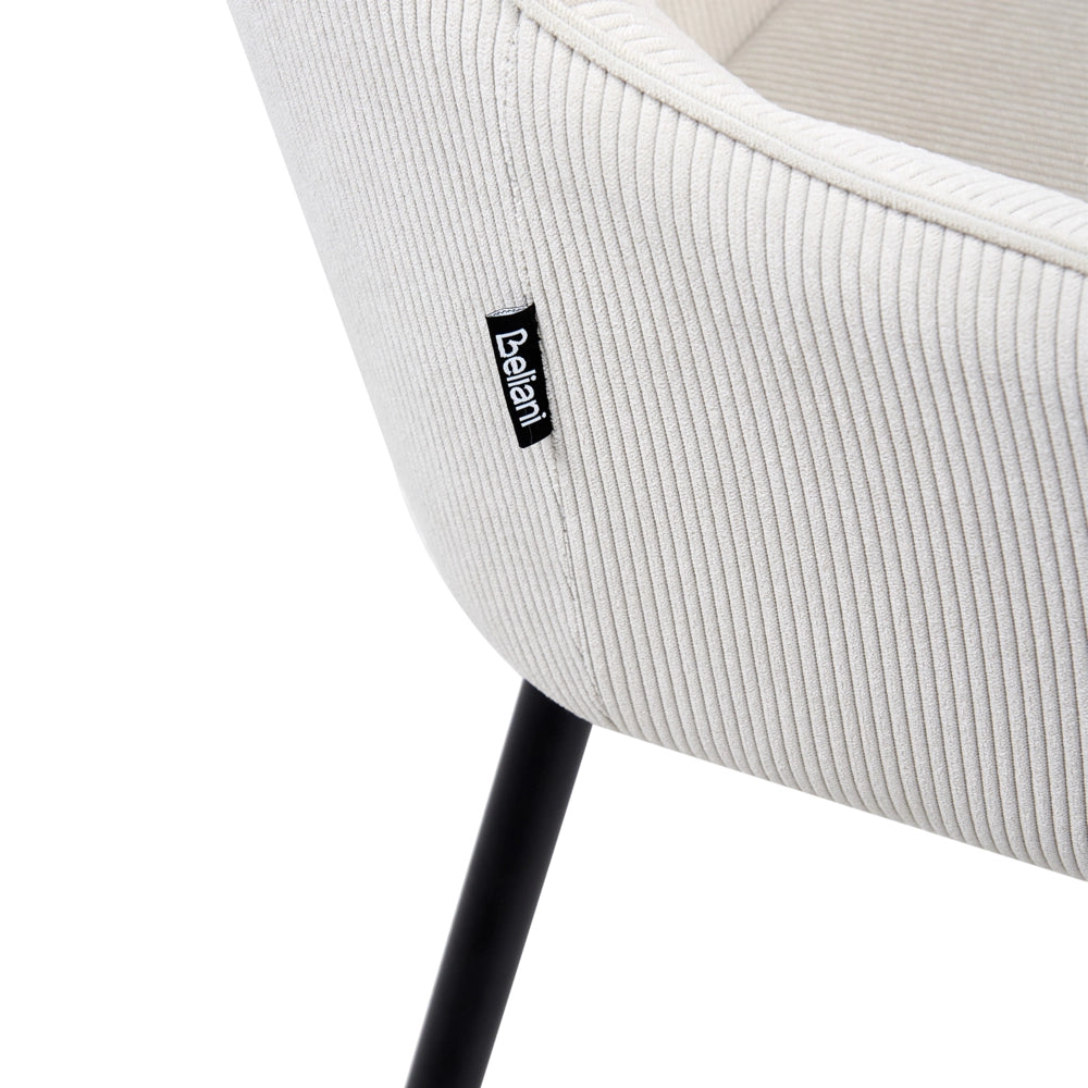 Set di 2 Sedie da Pranzo con Rivestimento in Velluto corda bianco sporco gambe dorate glamour retrò