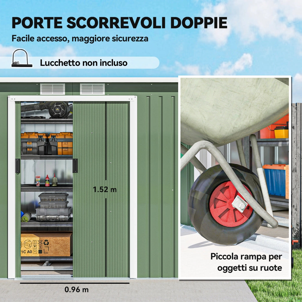 Capanno da Giardino ¨C zephmum ¨C Verde Chiaro Acciaio Zincato