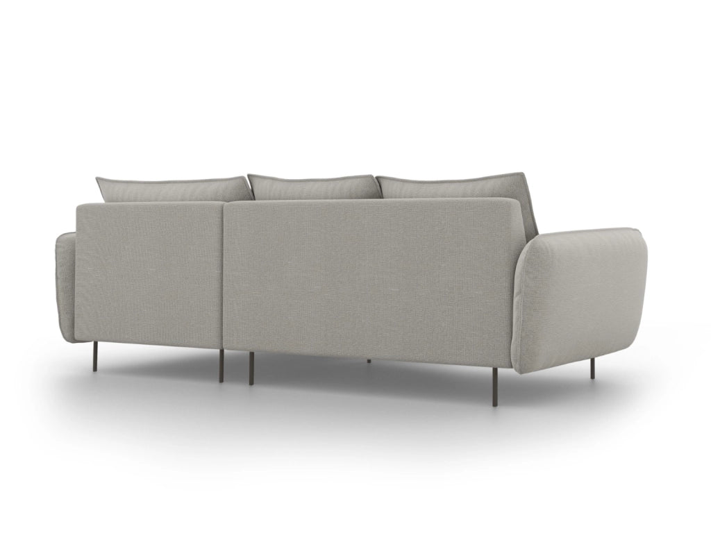 Cosmopolitan Design - Divano angolare destro "Vienna" 5 posti in tessuto strutturato grigio chiaro 
