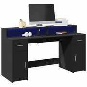 Scrivania con Luci LED Nera 160x55x91 cm in Legno Multistrato 3309430
