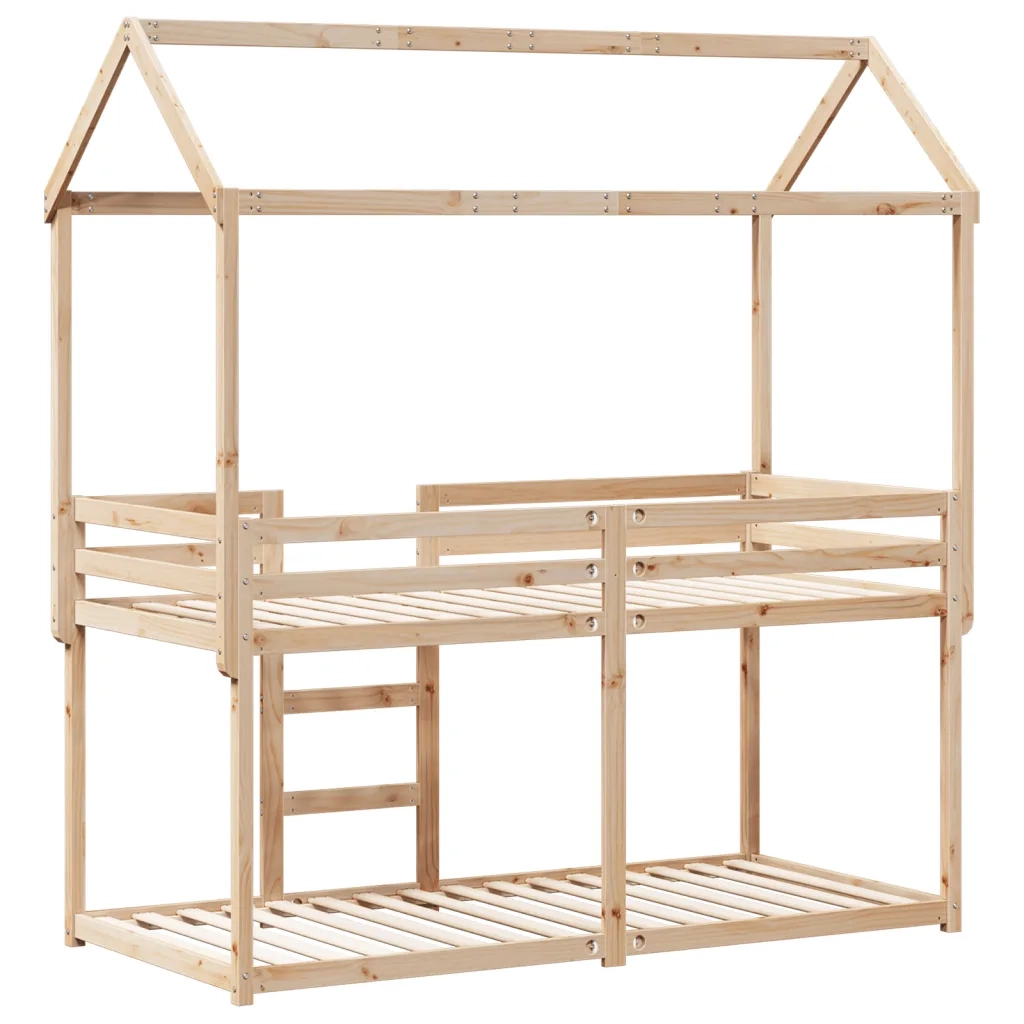Letto a Castello senza Materasso-Struttura Letto a Castello 90x200cm Massello Pino 157323