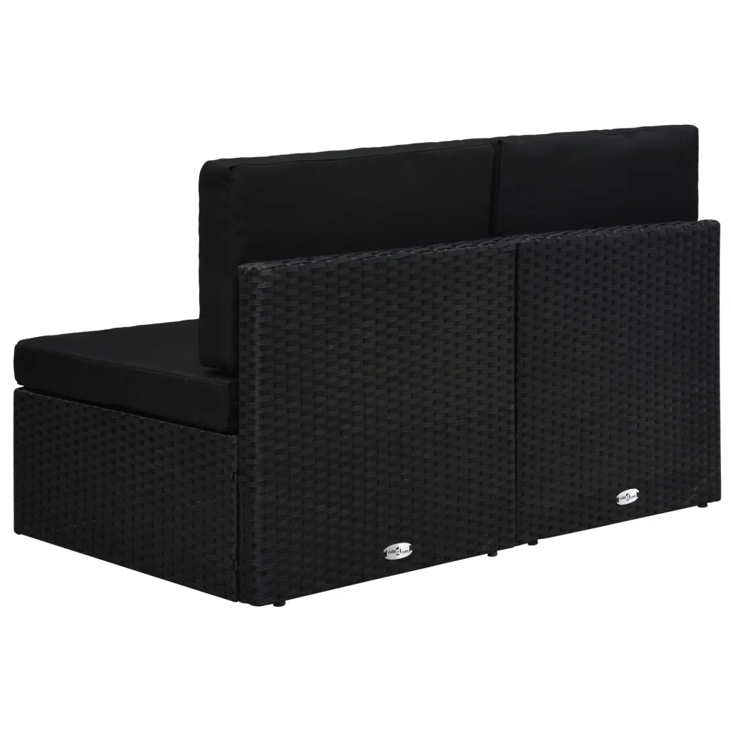 Divano Modulare a 2 Posti in Polyrattan Nero cod mxl 65823